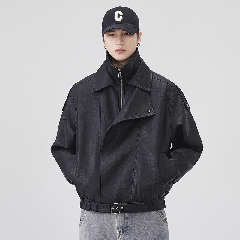 秋冬レザージャケット男性ストリートファッションルーズカジュア - Streetwear Brand Clothing のレビューと価格